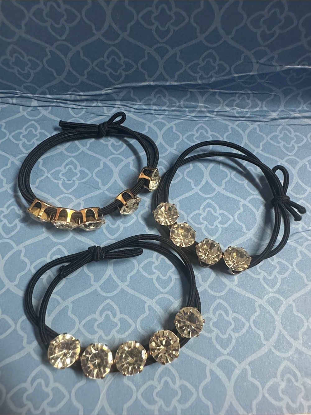Crystal Accent Black Elastic hair band set